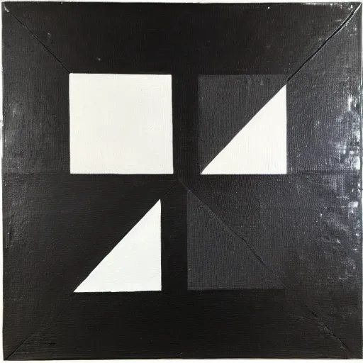 Image similar to oil painting, black square on center of white canvas