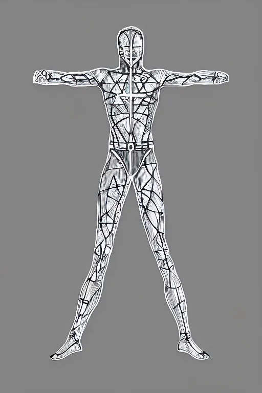 Image similar to super sentai vitruvian man by leonardo da bimco