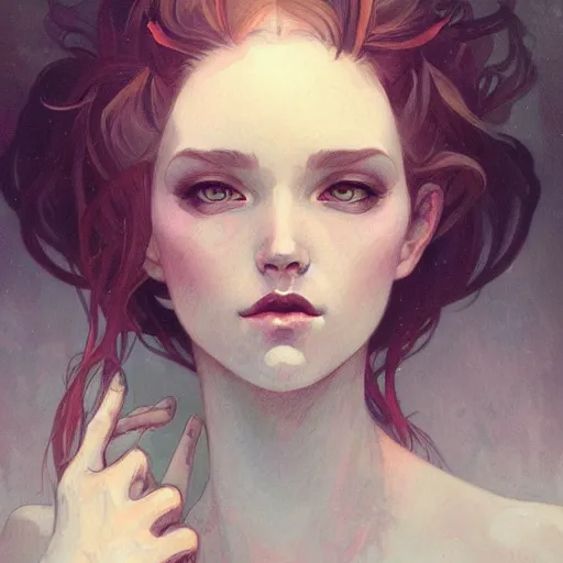 Image similar to a portrait in the style of anna dittmann and greg rutkowski and alphonse mucha.