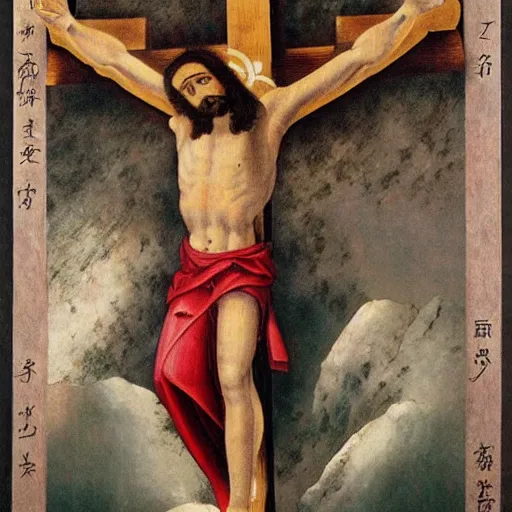 Prompt: Jesus christ on the cross, by Miura, Kentaro