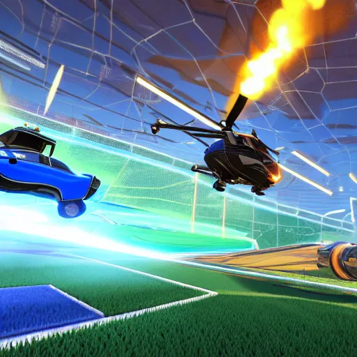 Image similar to an helicopter in rocket league, 4 k