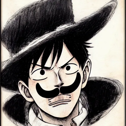 Image similar to [ luffy mustache ] ( by kim jung gi ) ( by kentaro miura ) ( by george morikawa )