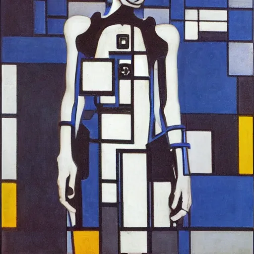 Image similar to cyborgs by piet mondrian