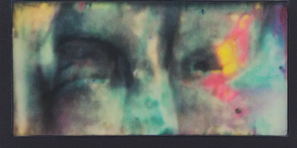 Prompt: never let them take the light behind your eyes, abstract art, polaroid