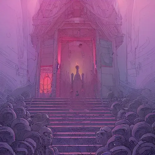 Prompt: a abandoned in temple, dystopian, ethereal lighting, night time, haze, josan gonzales