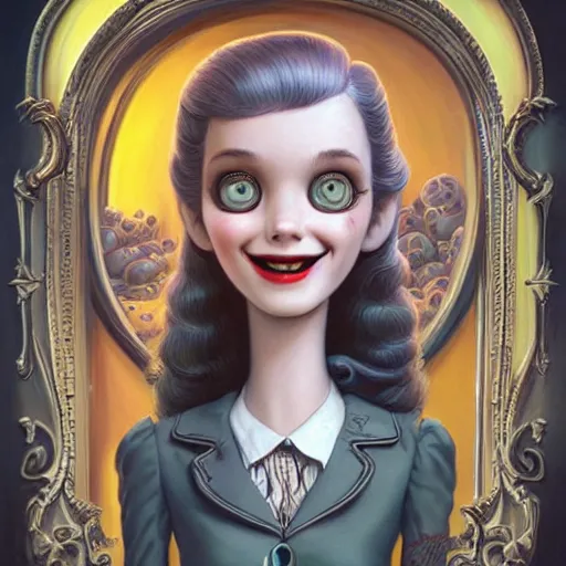 Prompt: Lofi smiling portrait, Pixar style by Joe Fenton and Stanley Artgerm and Tom Bagshaw and Tim Burton