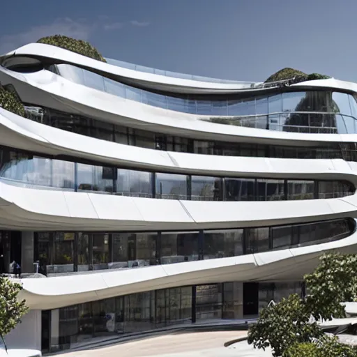 Prompt: an architecture marvel designed by zaha hadid in collaboration with le corbursier.