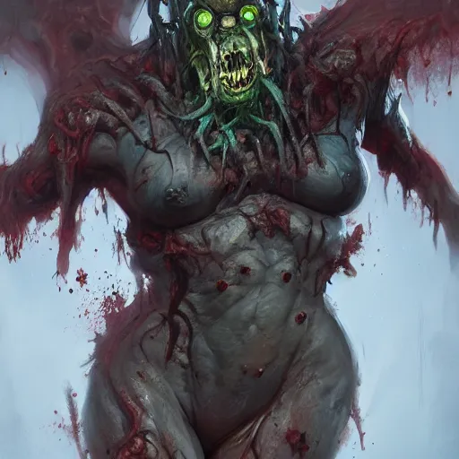 Prompt: zombie from doom eternal, tubes spliced to the body, front view, painted by stanley lau, painted by greg rutkowski, painted by stanley, artgerm, masterpiece, digital art, trending on arts