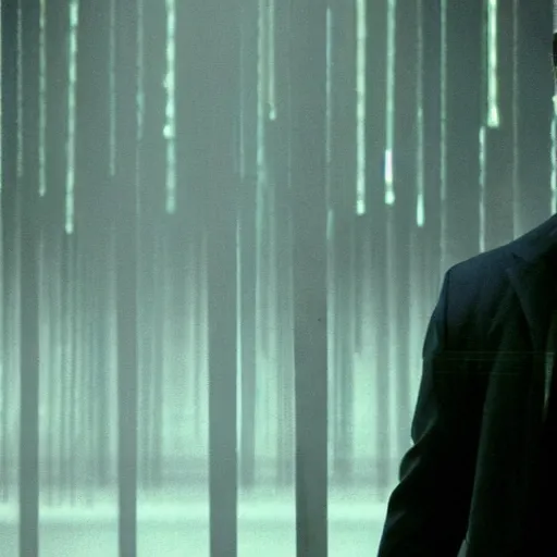 Prompt: cinematic film still of John Krasinski in the Matrix