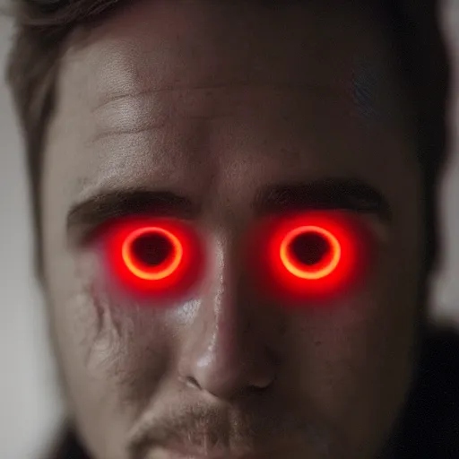 Image similar to a man with red glowing eyes