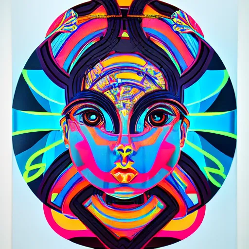 Image similar to modern sculpture pinael gland visionary art color and shapes by tristan eaton and james jean