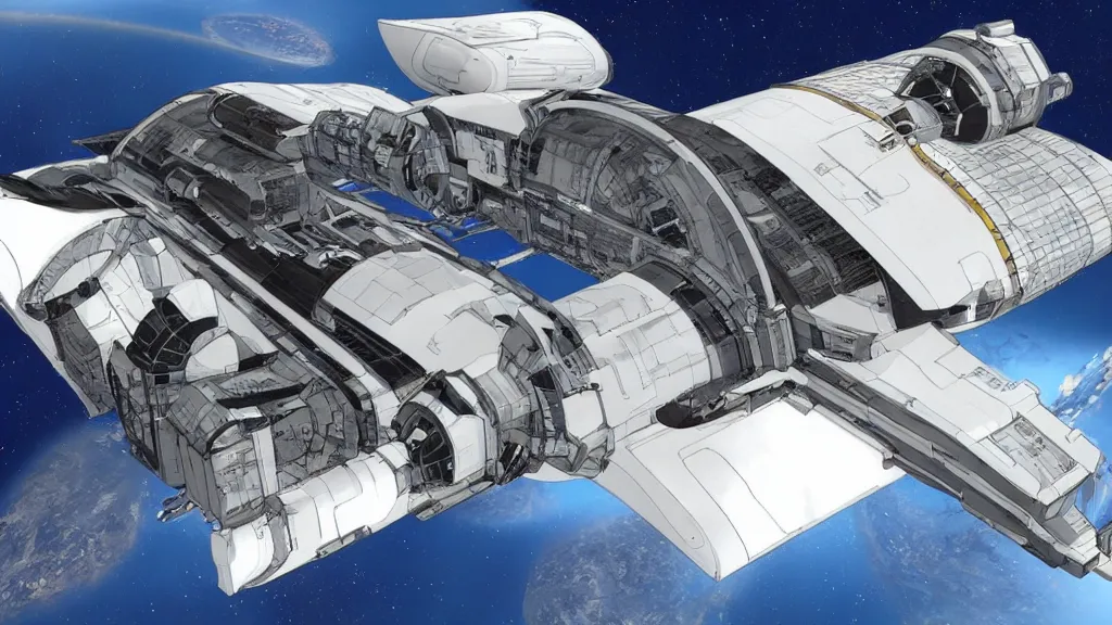 Prompt: plans for a practical spaceship in the year 3400, ESA