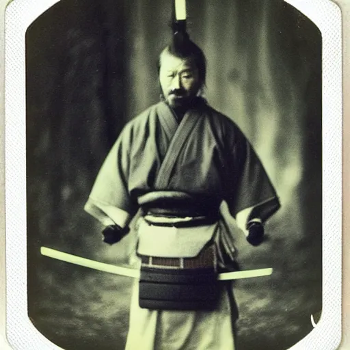 Image similar to polaroid of a samurai by Tarkovsky