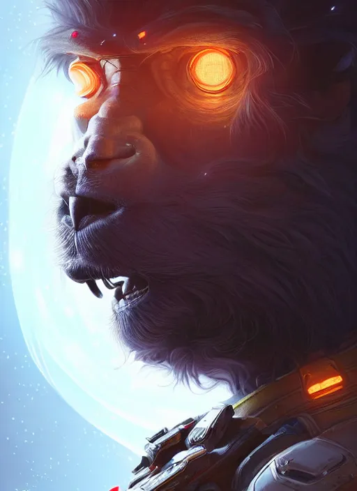 Image similar to portrait of apex legends ape, intricate, elegant, glowing lights, highly detailed, digital painting, artstation, glamor pose, concept art, smooth, sharp focus, illustration, art by artgerm and greg rutkowski, artey freytag