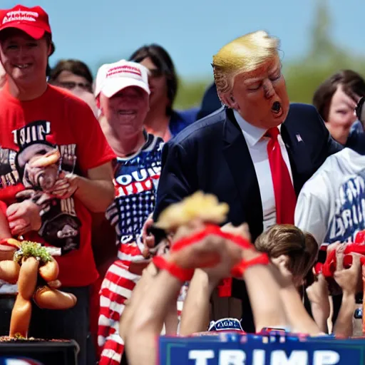 Prompt: Donald Trump wins the hot dog eating contest