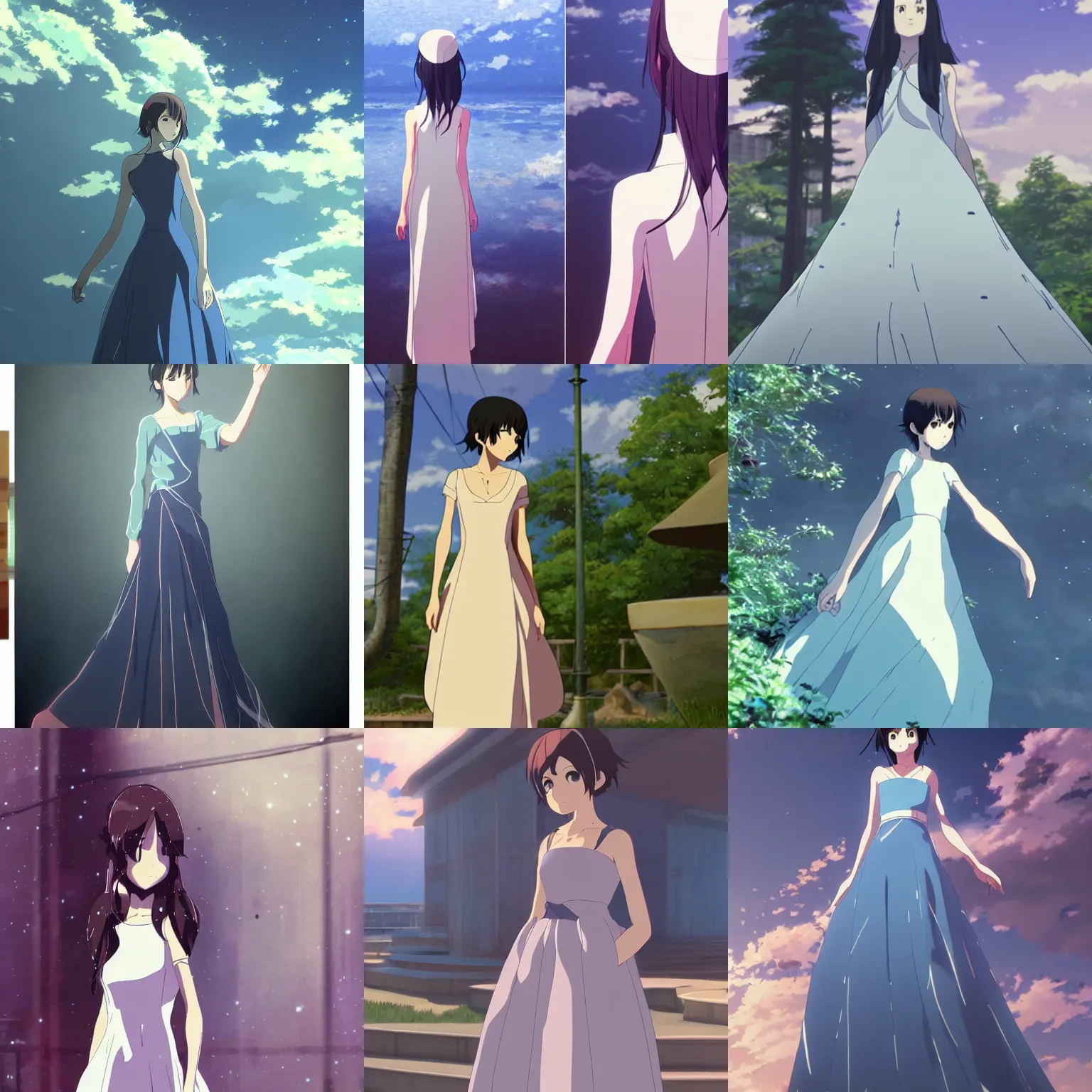 Prompt: beautiful dress, design, animation, by makoto shinkai