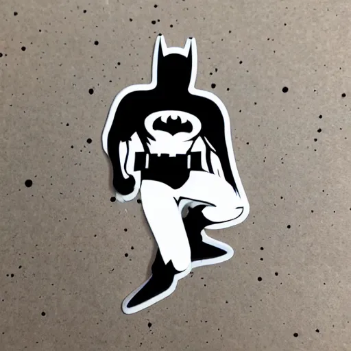 Image similar to die cut sticker, batman breakdancing in techwear splatter paint