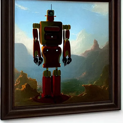 Image similar to a robot standing on the ledge by thomas cole