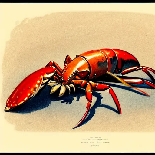 Prompt: 1950s lobster . muted colors by Jean-Baptiste Monge