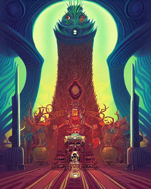 Image similar to Throne Room of the Shaman Owl King, by Kilian Eng