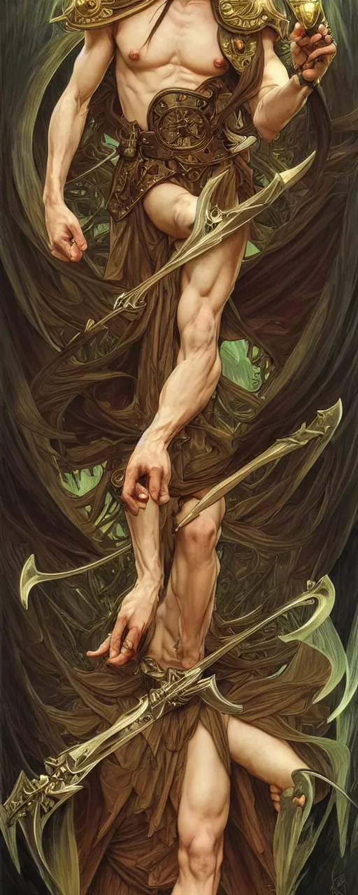 Image similar to perfectly detailed record of lodoss war tarot card!! blessed by nature with ever - increasing physical mental perfection, symmetrical! intricate, sensual features, highly detailed, biblical divine holy perfection!! digital painting, artstation, concept art, smooth, sharp focus, illustration, art by artgerm and greg rutkowski and alphonse mucha