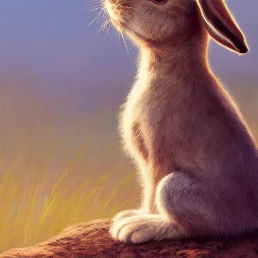 Prompt: bunny looking in a distance landscape photprealism ultradetailed digital art, irina french, heraldo ortega, mandy jurgens, golden ratio, art canvas, award winning, masterpiece trending on artstation 8 k 1 5 0 mpx