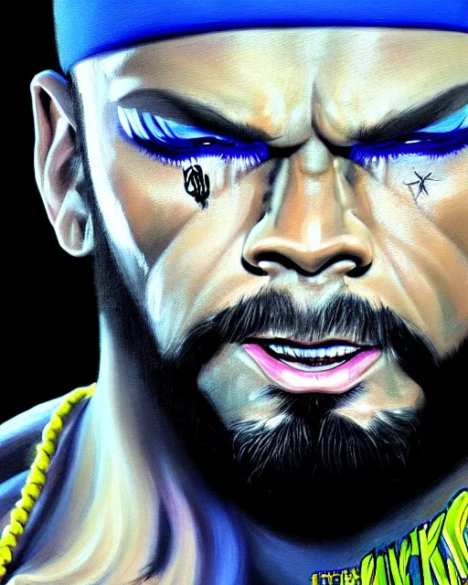 Image similar to realistic painting of randy macho man savage, crying big blue tears, by ultra detailed, character design, concept art, trending on artstation,