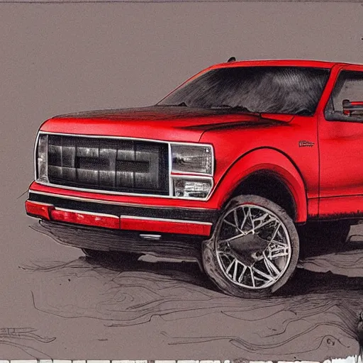 Image similar to red ford f - 1 5 0 by graham ingels, stephen gammell, tsutomu nihei