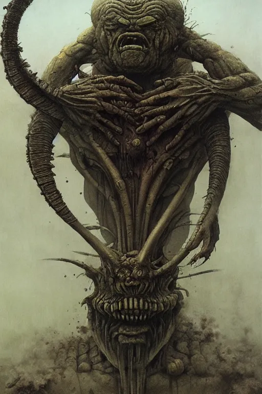 Image similar to ogre by giger, zdzisław beksinski, greg rutkowski