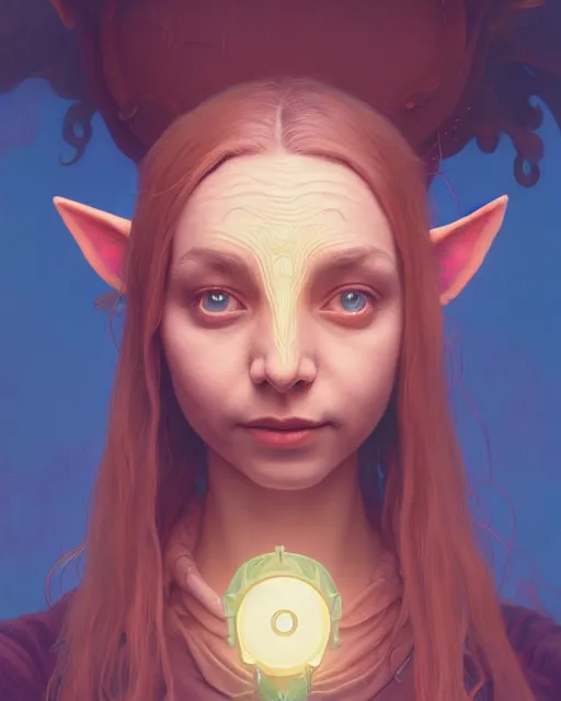 Image similar to highly detailed surreal vfx portrait of young woman wearing majora's mask, stephen bliss, unreal engine, greg rutkowski, loish, rhads, beeple, makoto shinkai and lois van baarle, ilya kuvshinov, rossdraws, tom bagshaw, alphonse mucha, global illumination, detailed and intricate environment