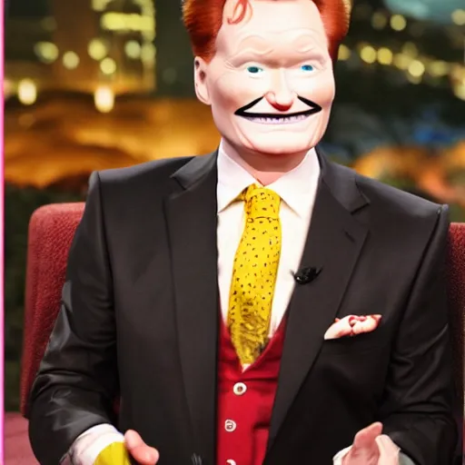 Image similar to conan o'brien wearing ronald mcdonald makeup