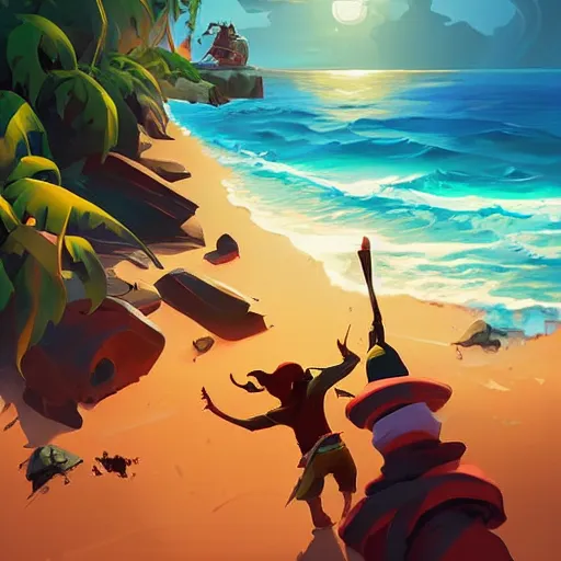 Image similar to painting treasure on sea of thieves game smooth median photoshop filter cutout vector, behance hd by jesper ejsing, by rhads, makoto shinkai and lois van baarle, ilya kuvshinov, rossdraws global illumination