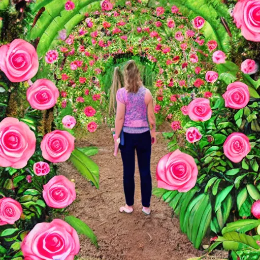 Prompt: in the jungle of giant roses