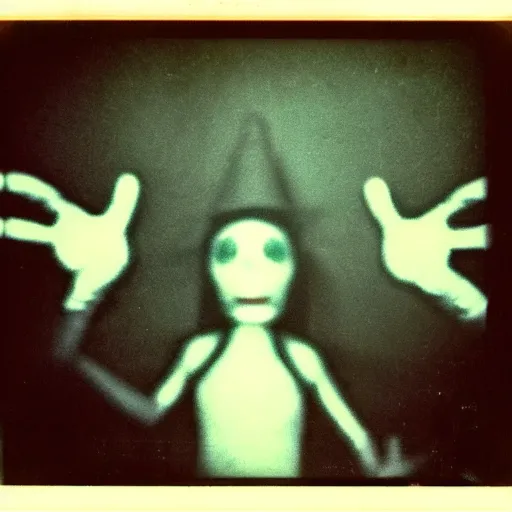 Image similar to an uncanny figure standing at disney world, polaroid, horror, creepy