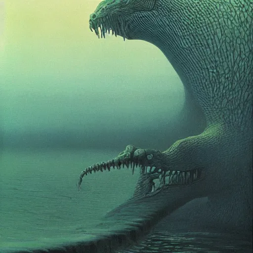 Image similar to a water monster 4k by zdzisław beksiński