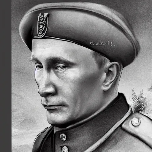 Image similar to portrait of putin in a finnish war in 1 9 3 9 hyperrealistic digital concept art