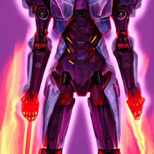 Prompt: character design sketch humanoid mecha with body made of purple lava and fire, concept art character, by damascus apparel, fantasy, 4 k, high detail, sharp focus, trend in artstation