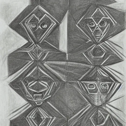 Image similar to mc esher charcoal drawing of tessellation of robots