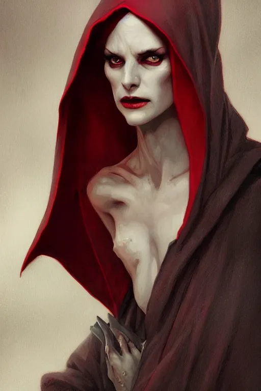 Prompt: nosferatu princess, wearing a red cloak, highly detailed, digital painting, artstation, concept art, smooth, sharp focus, illustration, art by artgerm and greg rutkowski and alphonse mucha and andrei riabovitchev