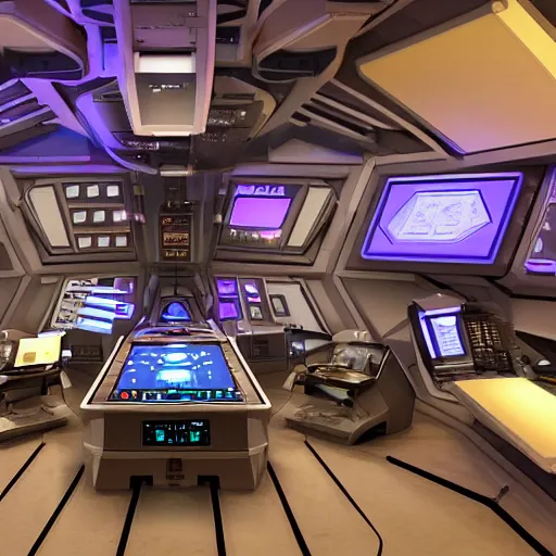 Prompt: a sci-fi spaceship command room