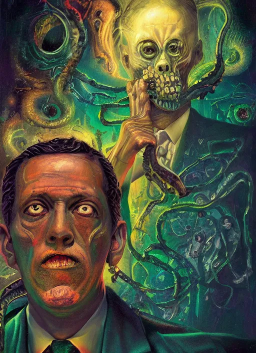 Image similar to horror by h. p. lovecraft, surrealistic digital art, pulp sci fi magazine cover, retro, detail, oil on canvas, wet oil, colorful matte illustration, digital art, artstation, houdini rendering