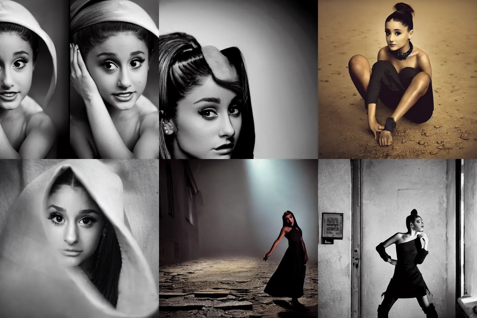 Prompt: Ariana Grande, photography in the style of Steve McCurry, dramatic lighting