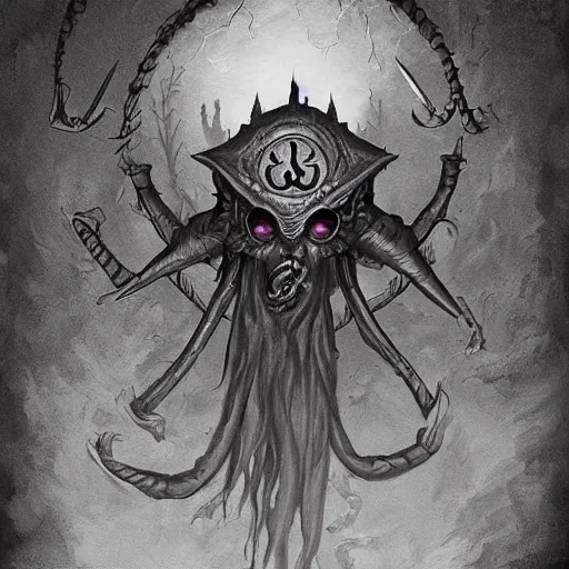 Image similar to d & d beholder, dramatic fantasy art