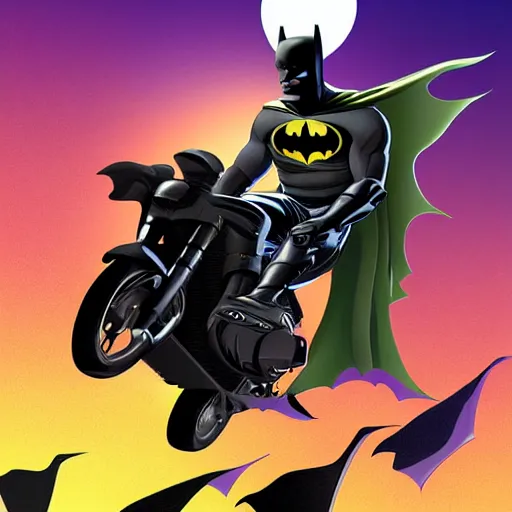 Prompt: batman riding motorbike, digital art manipulation