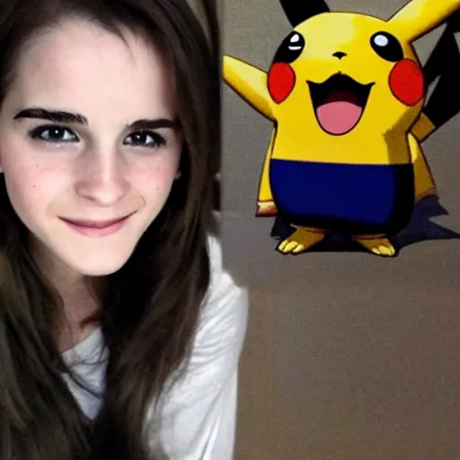 Image similar to photo of a pikachu with the face of emma watson