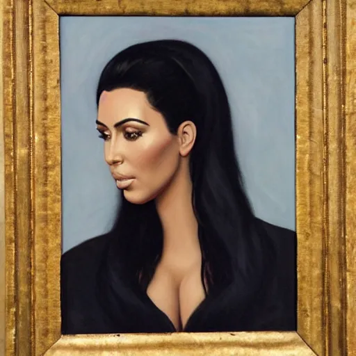 Image similar to a beautiful painting of kim kardashian west painted by john collier