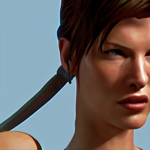 Prompt: milla jovovich as tomb raider , depicted as a Pixar character, high quality CG render, 4K