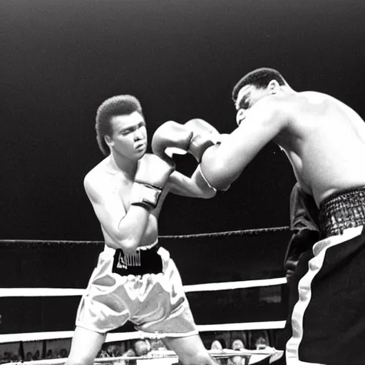 Prompt: betty white boxing against muhammad ali