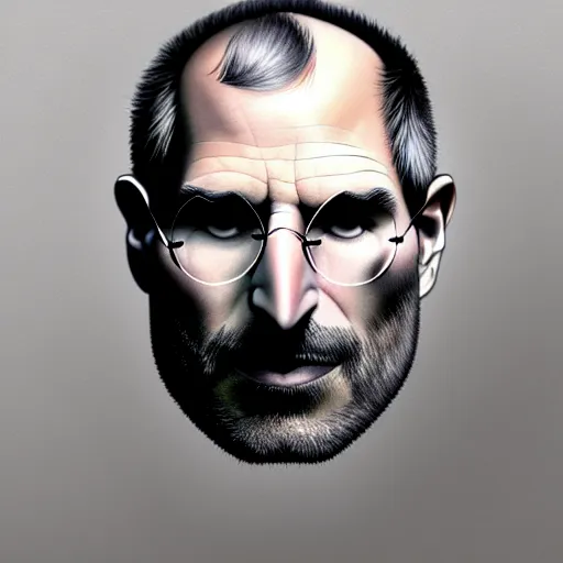 Image similar to apples arranged in the shape of a face resembling steve jobs, fantasy, intricate, elegant, highly detailed, lifelike, photorealistic, digital painting, artstation, illustration, smooth, sharp focus, art by giuseppe arcimboldo