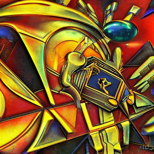 Prompt: fantasy, medal, metal, detail, transformers, fantasy art, cubism, digital art